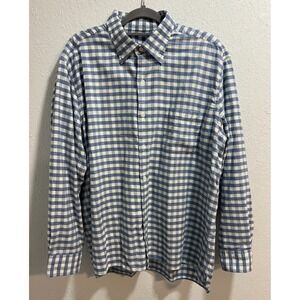 Solemare For Maus & Hoffman Blue White Plaid Flannel Shirt Made In Italy Size XL